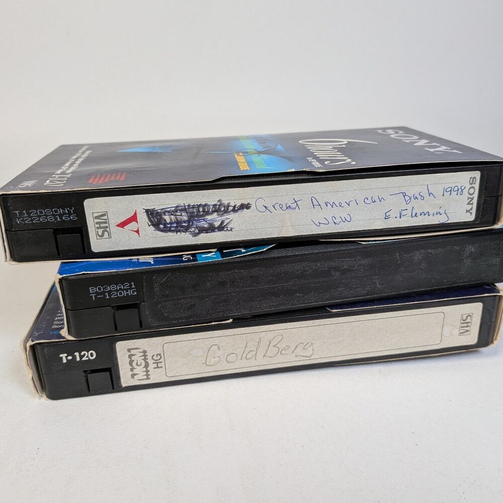 Lot of 3 VHS Tapes WCW Wrestling Home Recorded Goldberg Great American Bash 90s